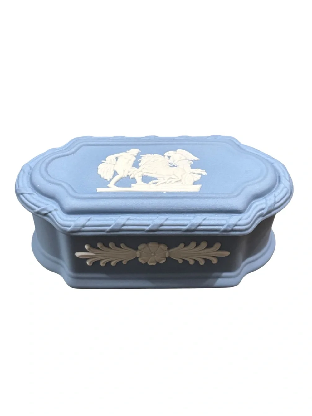 Wedgewood Portland Blue Jasperware Rectangular Lidded Trinket Box